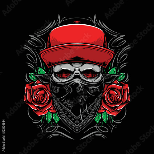 bandit skull with roses illustration.jpg