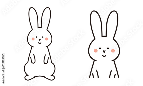 普通に立っている兎のイラスト素材。
