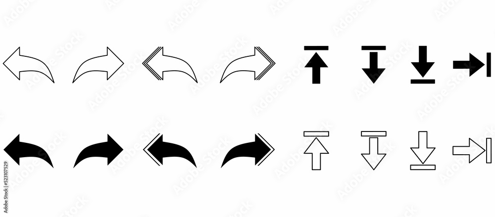 outline Silhouette Arrow set icon web isolated on white background outline Silhouette Arrow set icon web isolated on white background