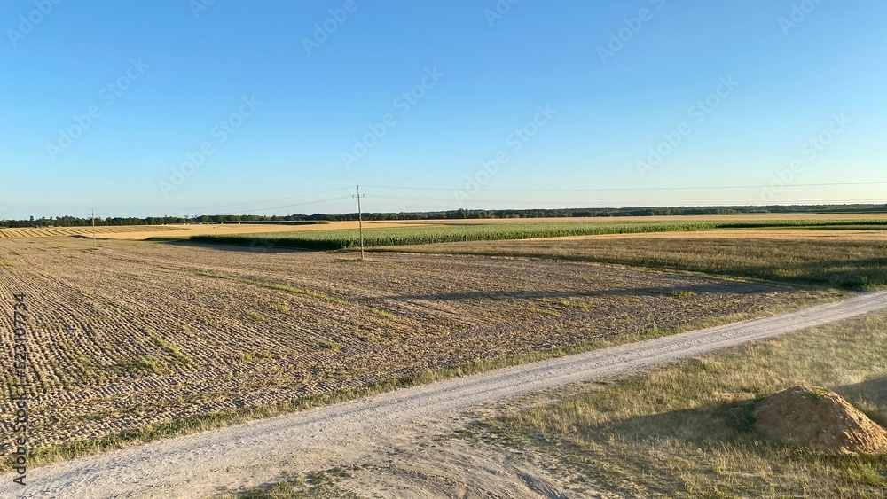 cultivated fields before sunset in vicinity of Wlodawa