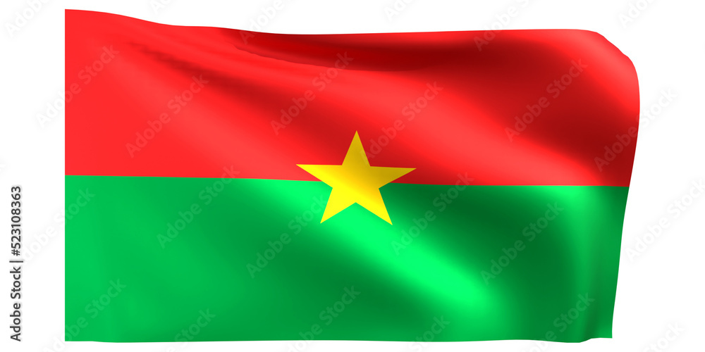Flag of Burkina Faso 3d render. Flag of Burkina Faso 3d render.