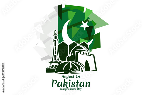 August 14, Happy Pakistan Independence Day vector illustration. Suitable for greeting card, poster and banner
