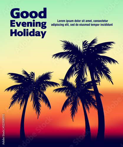 Coconut trees on a background in the evening during the summer holidays