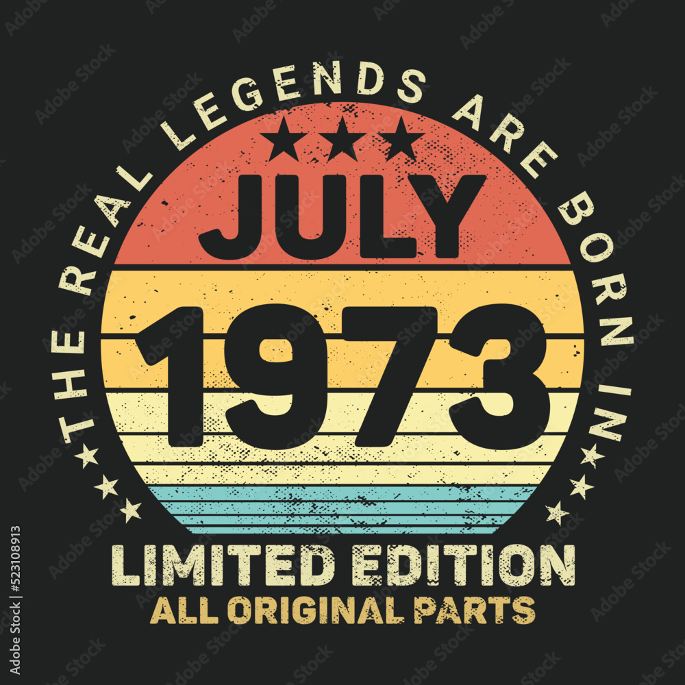 The Real Legends Are Born In July 1973, Birthday gifts for women or men, Vintage birthday shirts for wives or husbands, anniversary T-shirts for sisters or brother