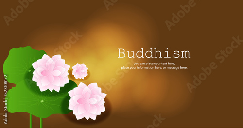 Lotus flower vector illustration background - Magha Puja, Asanha Puja, Vesak Puja Day, Thailand culture