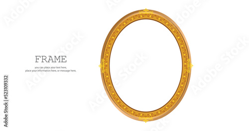 Golden circle frame Thai pattern vector background. Picture frame