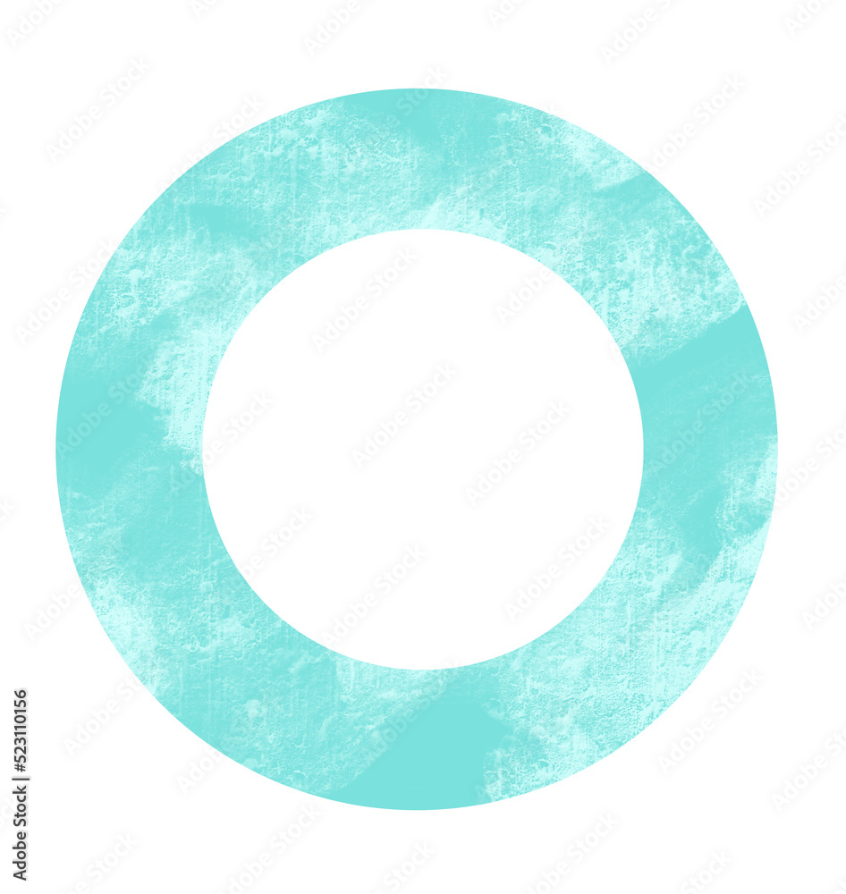 Green Wheel ring donut circular geometric shape frame grung texture illustration