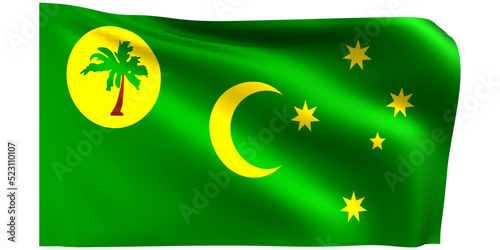 Flag of Cocos Islands 3d render. © NightTampa