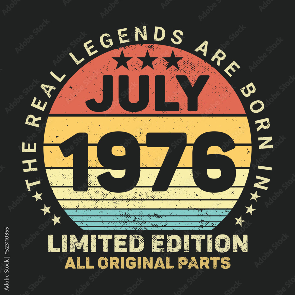 The Real Legends Are Born In July 1976, Birthday gifts for women or men, Vintage birthday shirts for wives or husbands, anniversary T-shirts for sisters or brother