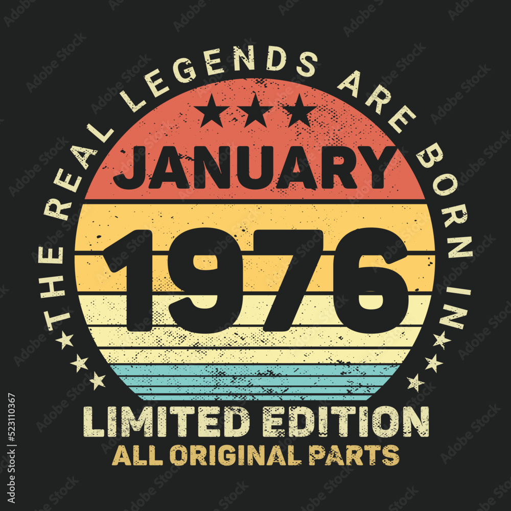 The Real Legends Are Born In January 1976, Birthday gifts for women or men, Vintage birthday shirts for wives or husbands, anniversary T-shirts for sisters or brother The Real Legends Are Born In January 1976, Birthday gifts for women or men, Vintage birthday shirts for wives or husbands, anniversary T-shirts for sisters or brother