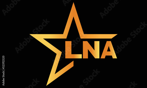 LNA golden luxury star icon three letter logo design vector template. royal logo | luxury logo | jewelry logo | premium logo | iconic logo | Victoria logo |