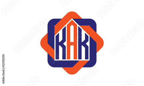 KAK three letter real estate logo with home icon logo design vector template | construction logo | housing logo | engineering logo | initial letter logo | minimalist logo | property logo | photo