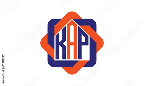 KAP three letter real estate logo with home icon logo design vector template | construction logo | housing logo | engineering logo | initial letter logo | minimalist logo | property logo |