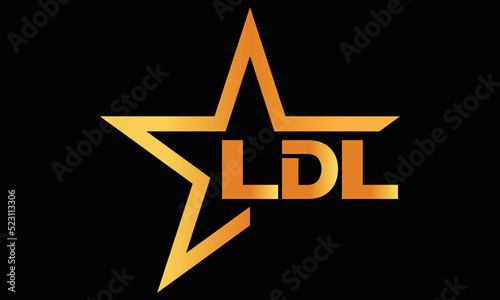 LDL golden luxury star icon three letter logo design vector template. royal logo | luxury logo | jewelry logo | premium logo | iconic logo | Victoria logo |