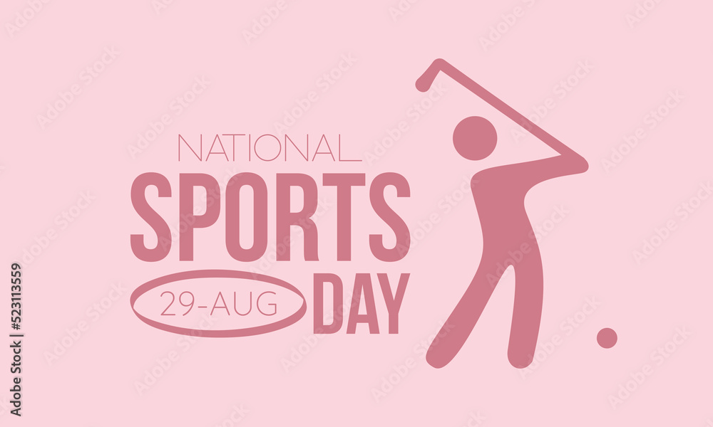 National Sports Day calligraphic banner design on isolated background