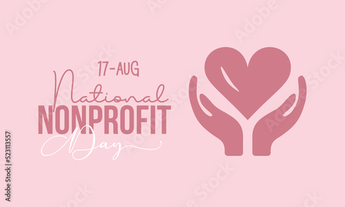 national nonprofit day calligraphic banner design on isolated background. Script lettering banner, poster, card concept idea. Shiny awareness vector template. photo