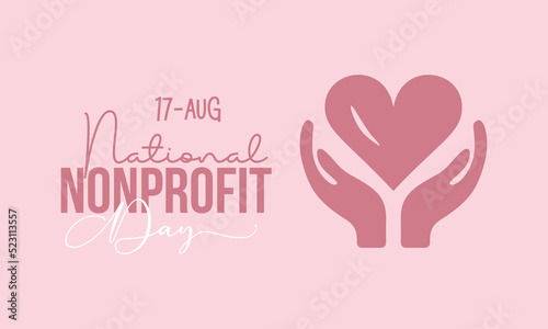 national nonprofit day calligraphic banner design on isolated background. Script lettering banner, poster, card concept idea. Shiny awareness vector template.