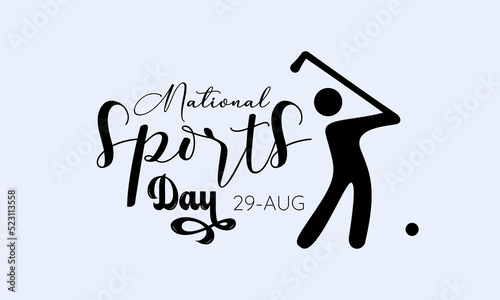 National Sports Day calligraphic banner design on isolated background. Script lettering banner, poster, card concept idea. Sports awareness vector template.