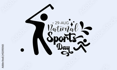 National Sports Day calligraphic banner design on isolated background. Script lettering banner, poster, card concept idea. Sports awareness vector template.