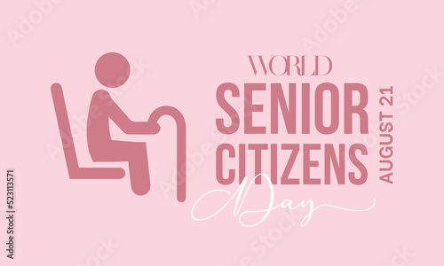 World Senior Citizens Day calligraphic banner design on isolated background. Script lettering banner, poster, card concept idea. Shiny awareness vector template.