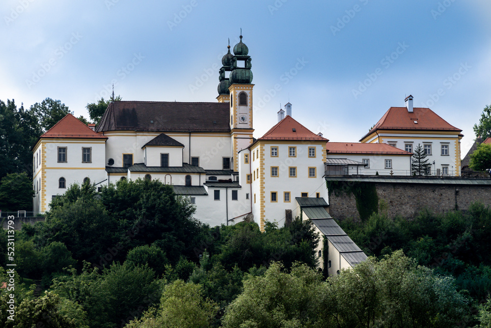 PASSAU, GERMANY - JULY 12, 2019:  Exterior view of Pilgrimage Church and Pauline Fathers' Monastery
