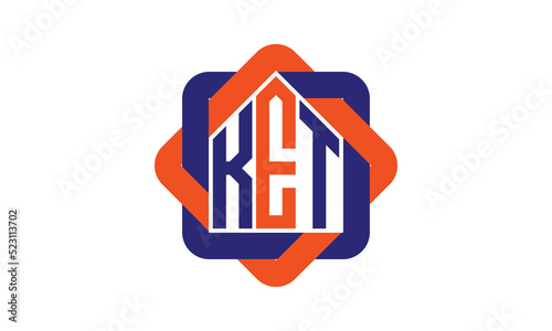 KET three letter real estate logo with home icon logo design vector template | construction logo | housing logo | engineering logo | initial letter logo | minimalist logo | property logo |