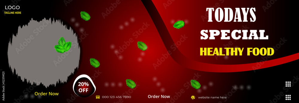 Delicious food menu restaurant and culinary promotional social media banner Facebook cover header & website advertisement template design.