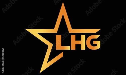 LHG golden luxury star icon three letter logo design vector template. royal logo | luxury logo | jewelry logo | premium logo | iconic logo | Victoria logo | photo