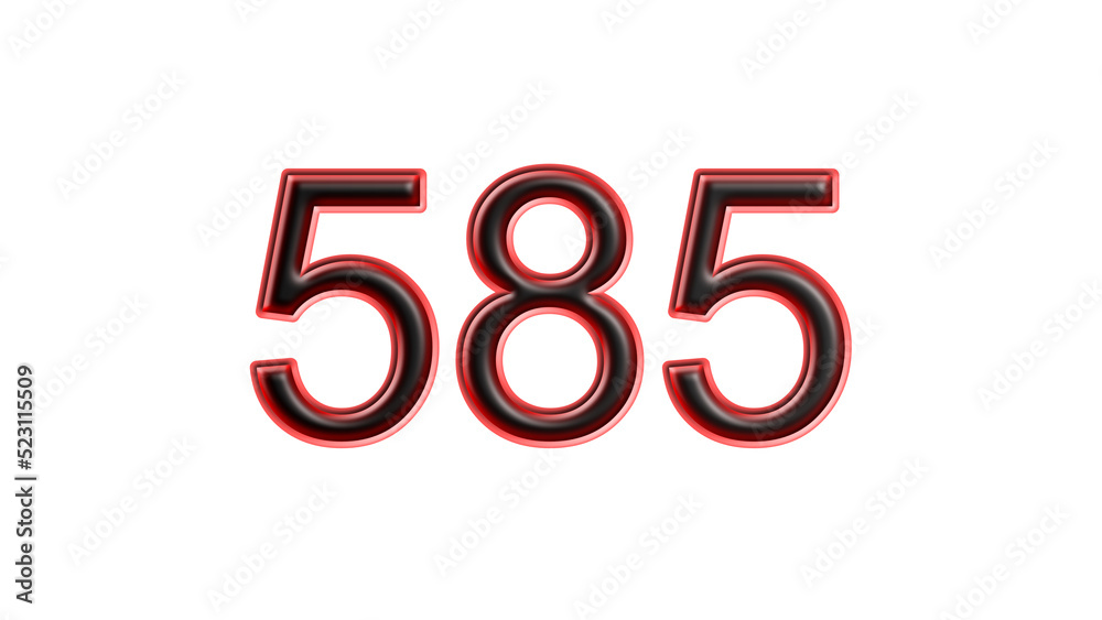 red 585 number 3d effect white background red 585 number 3d effect white background