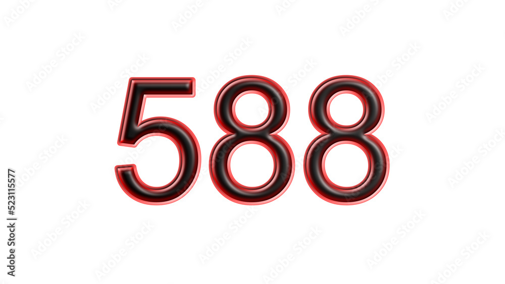 red 588 number 3d effect white background red 588 number 3d effect white background