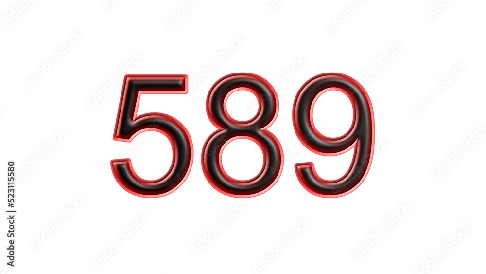 red 589 number 3d effect white background red 589 number 3d effect white background