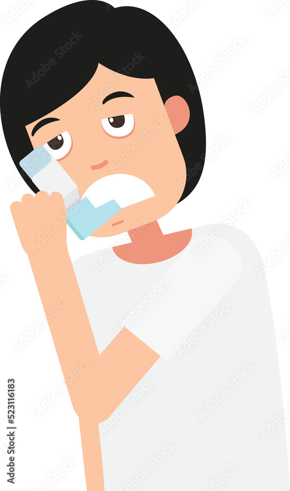 asthma treatment.asthma inhaler help allergic man