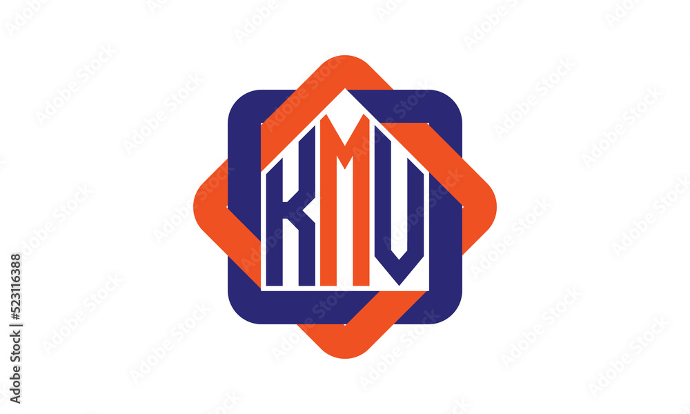KMV three letter real estate logo with home icon logo design vector