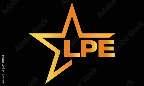 LPE golden luxury star icon three letter logo design vector template. royal logo | luxury logo | jewelry logo | premium logo | iconic logo | Victoria logo | photo