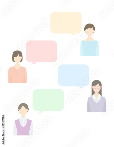 女性のイラストと吹き出し