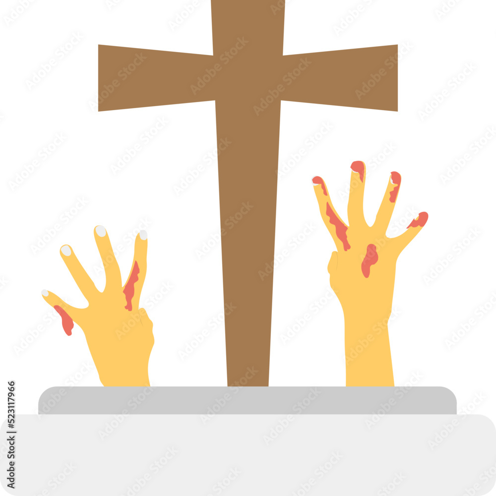 Fototapeta premium Grave Hand Flat Icons