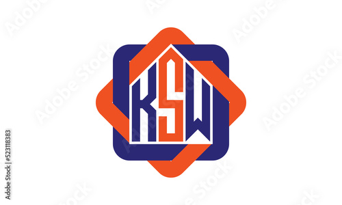 KSW three letter real estate logo with home icon logo design vector template | construction logo | housing logo | engineering logo | initial letter logo | minimalist logo | property logo | photo