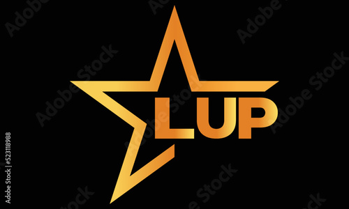 LUP golden luxury star icon three letter logo design vector template. royal logo | luxury logo | jewelry logo | premium logo | iconic logo | Victoria logo |