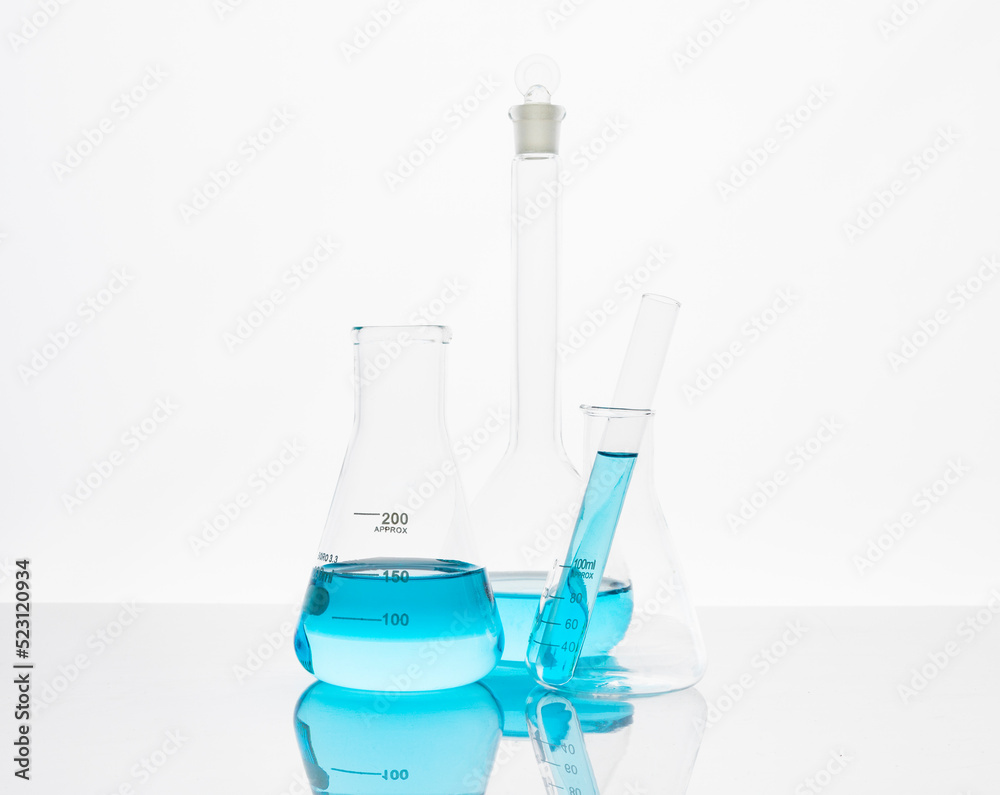 Photo of biochemistry glassware experiment