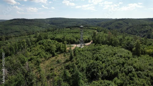 Bilovice nad Svitavou, church and city center, Czech republic,Europe,Lookout tower u Lindusky,Rozhledna u Lindušky,aerial scenic panorama landscape view, cinematic,Moravia photo