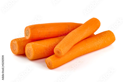 Fresh Carrots, isolated on white background.