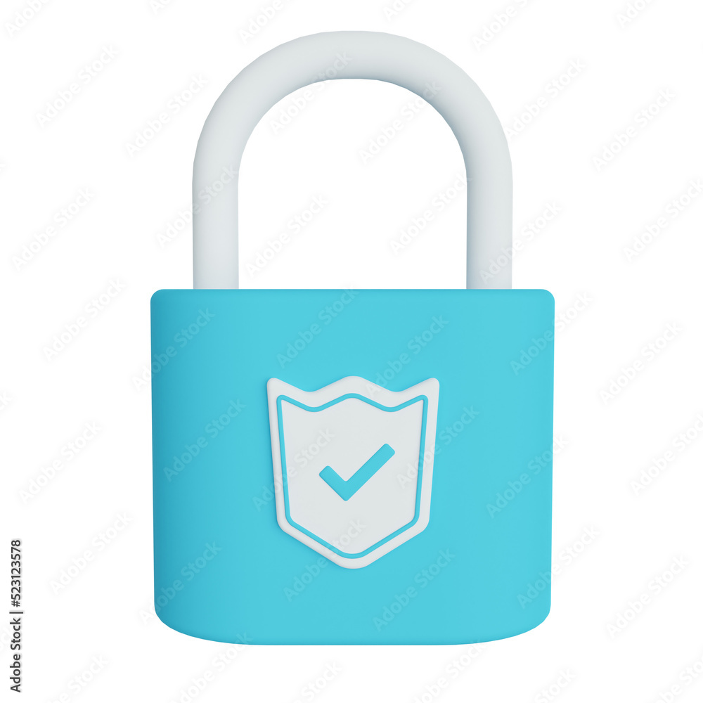 secure lock 3d render icon secure lock 3d render icon
