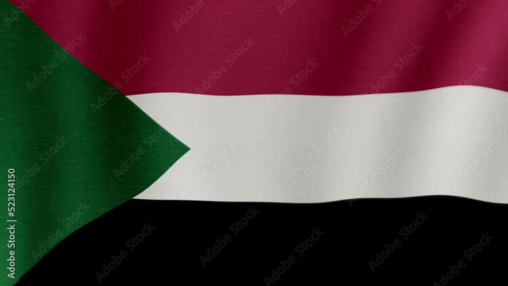 Animation of the national flag of the country of Sudan fluttering in the wind with a fabric texture in 4K Animation of the national flag of the country of Sudan fluttering in the wind with a fabric texture in 4K