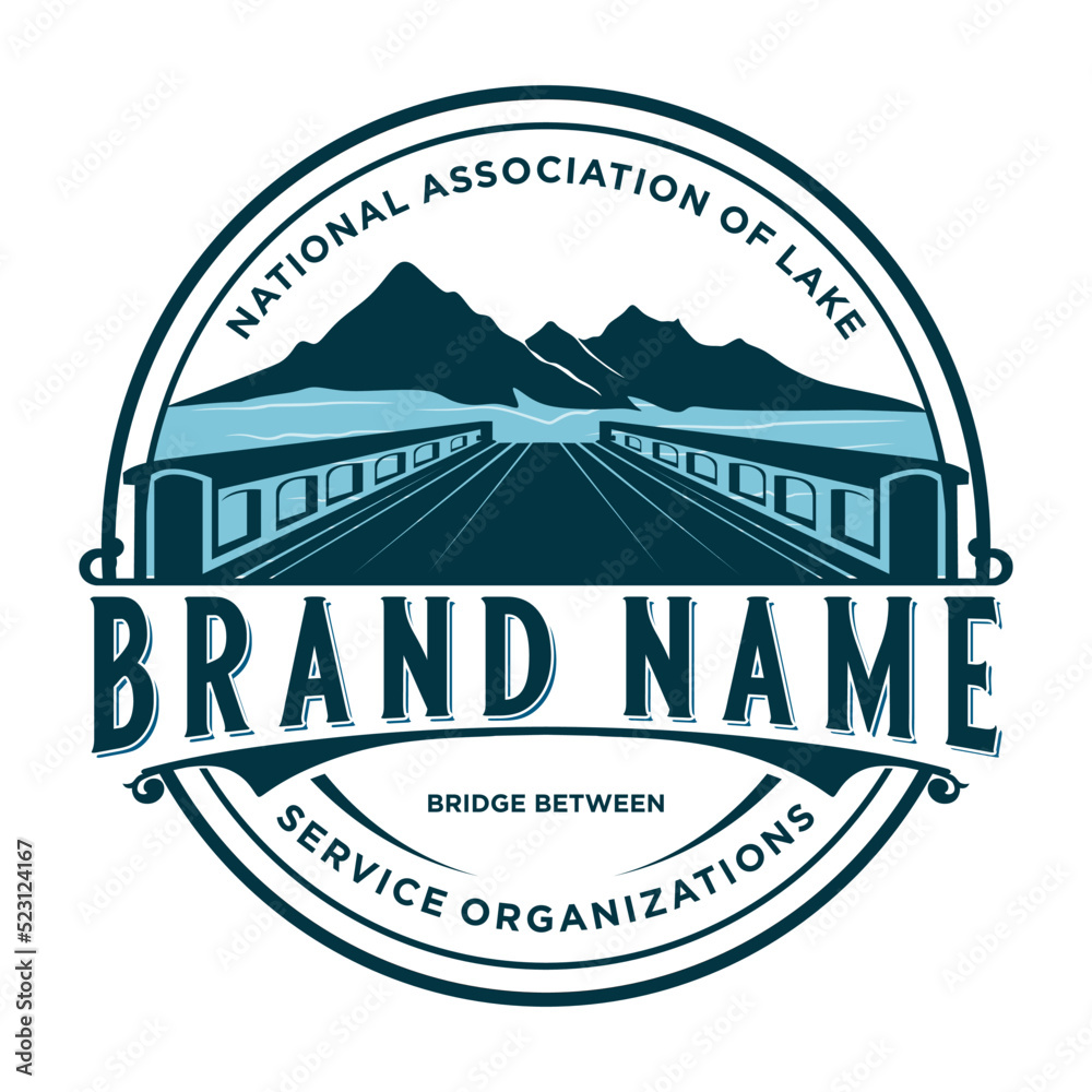 dock logo design. with the concept of a mountain by the lake