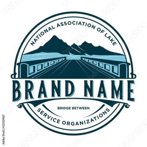dock logo design. with the concept of a mountain by the lake