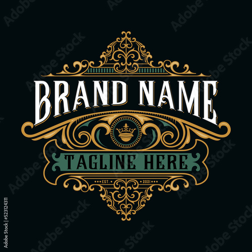 luxury logo design. with the concept of decorative ornaments, it is very suitable for barbers, boutiques, shop signboards, handiman and others photo