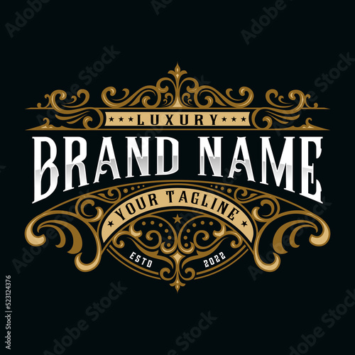luxury ornament vector logo. with the concept of writing in an ornamental frame. suitable for jewelry, boutiques, hotels, labels, barbers and for products that want to look elegant