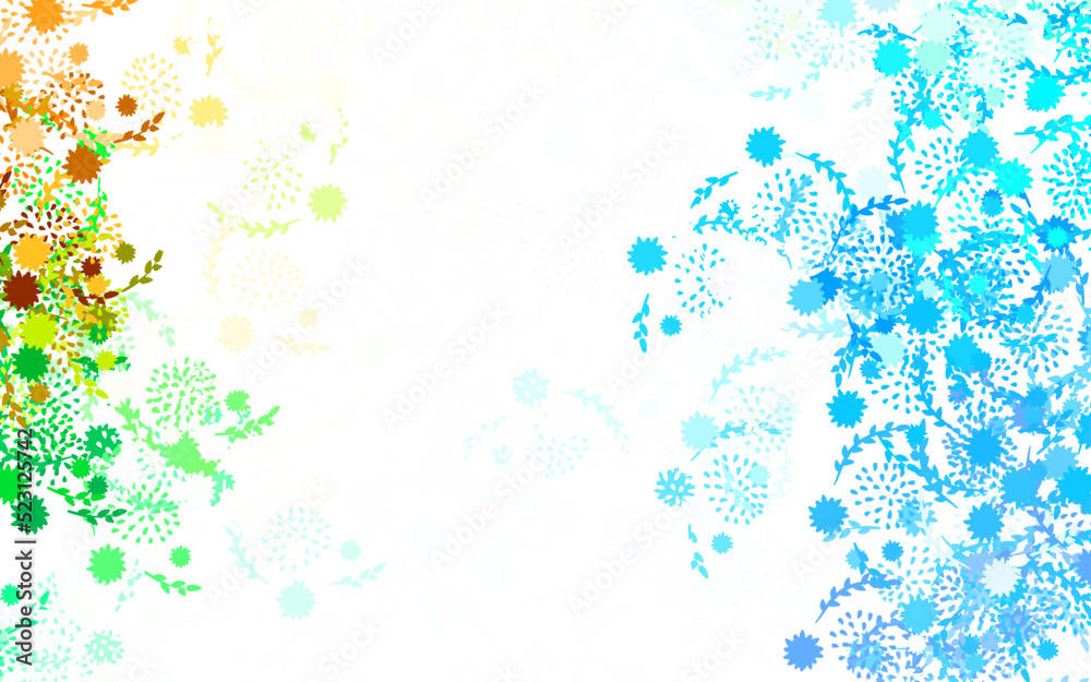 Light Blue, Yellow vector abstract backdrop with flowers