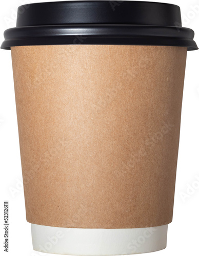 Paper cup for hot coffee on isolated transparency background. © NOPPHACHAI