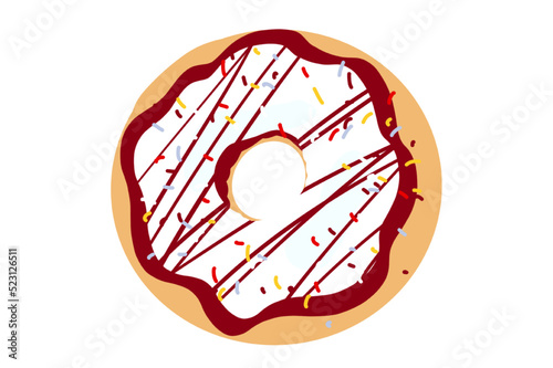Donut beignet glaçage blanc, illustration fond transparent